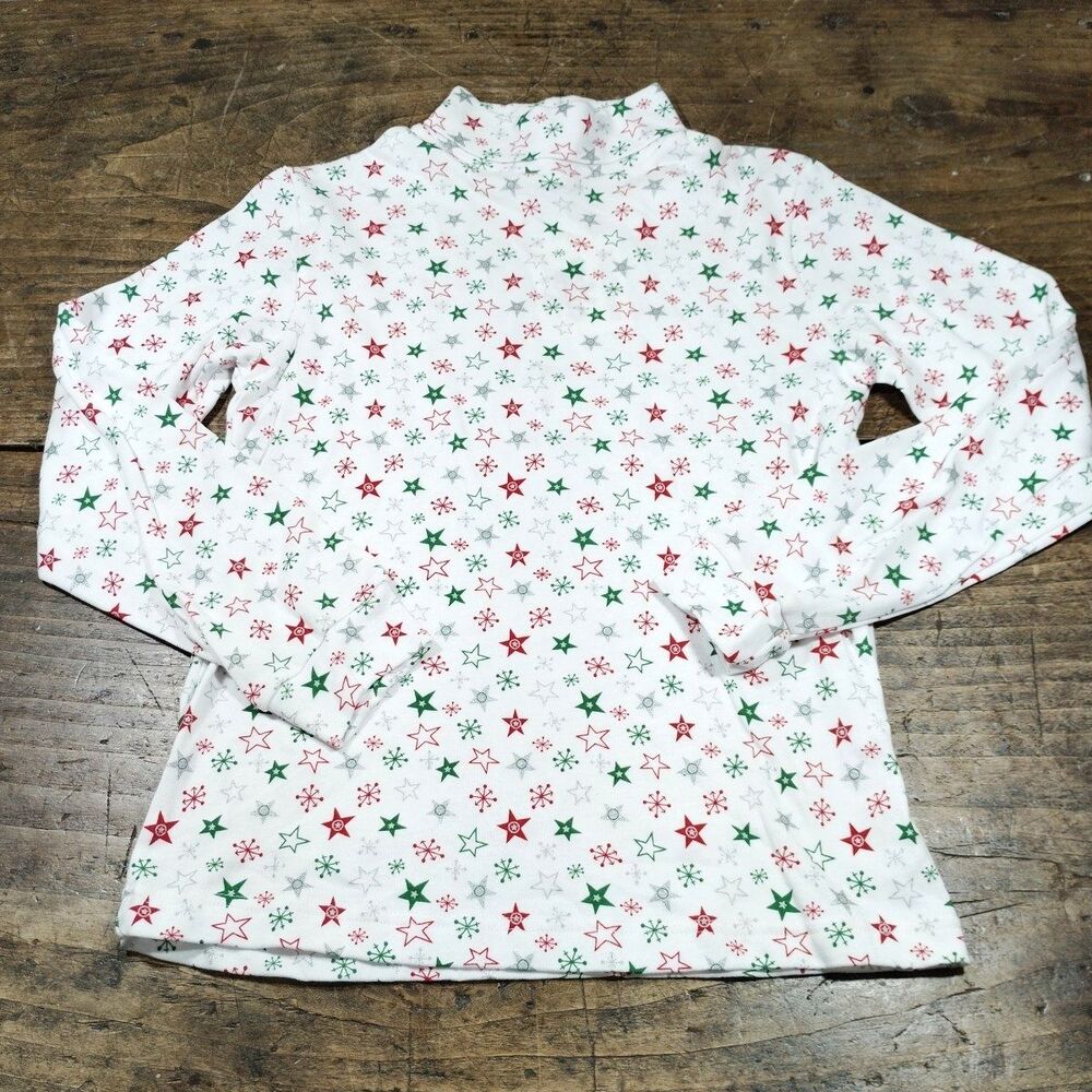 Vintage Nutcracker Christmas White Turtleneck Women's Small Stars Snowflake NEW